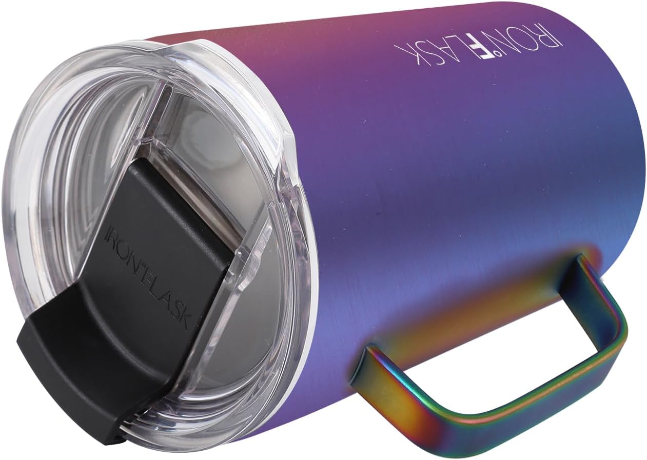 IRON FLASK – Taza para café con asa a prueba de fugas, botella de acero inoxidable con aislamiento al vacío, de doble pared, termo de viaje,