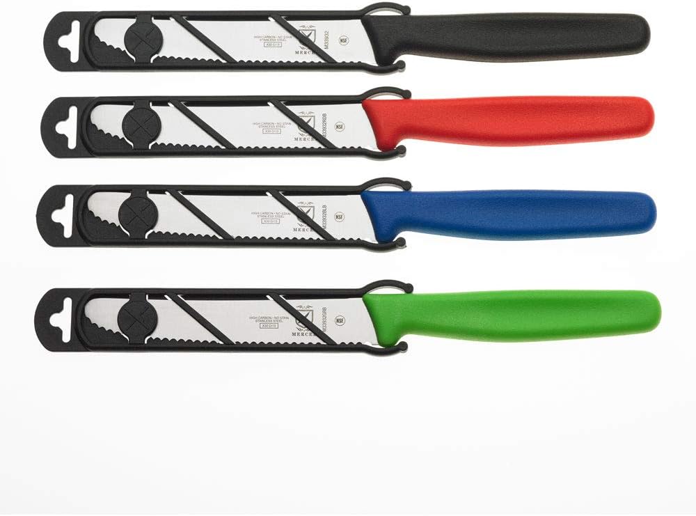 Mercer Culinary M33932GRB Cuchillo de barra, 4-516″ borde ondulado, punta redondeada, verde