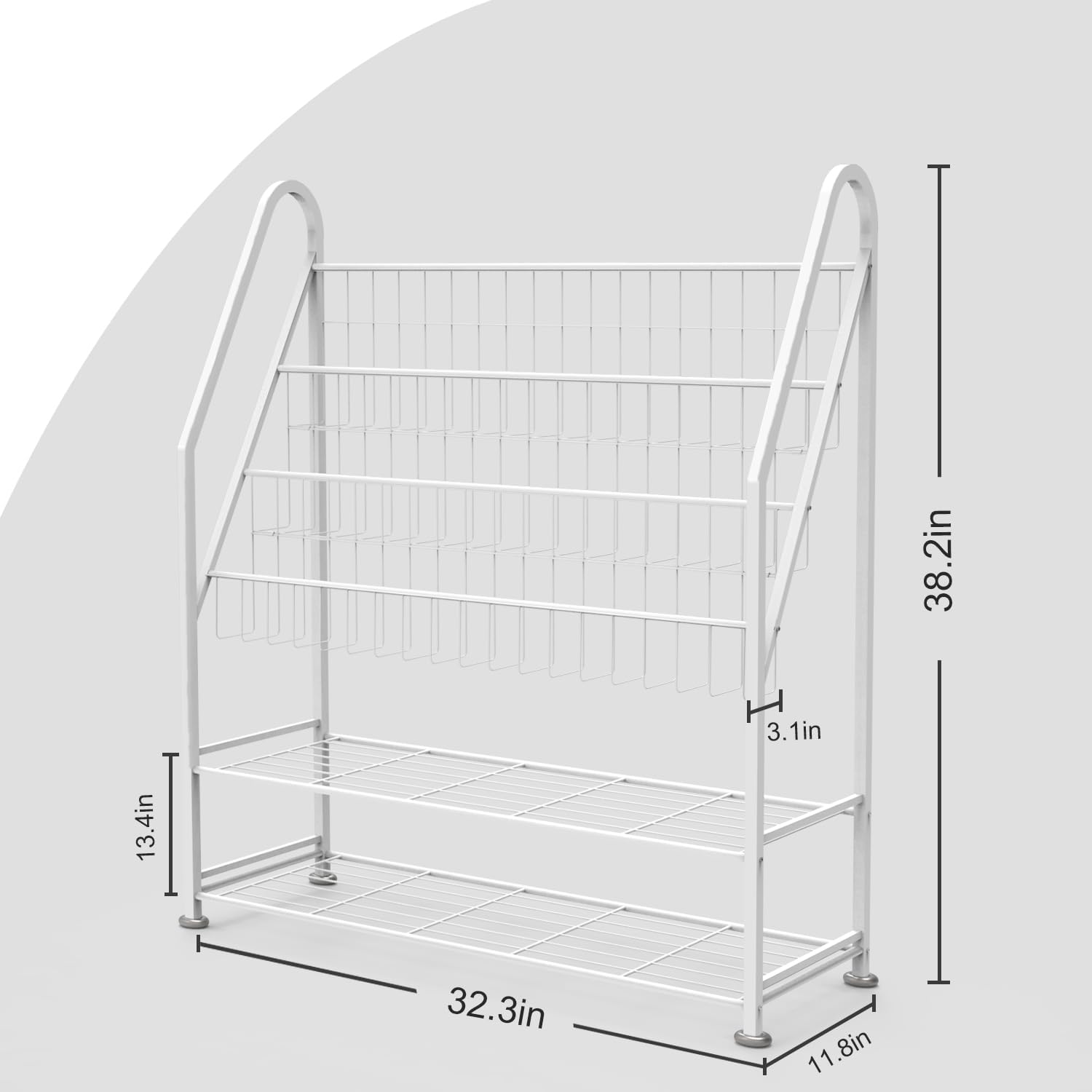 Estantería para niños independiente para habitación de los niños, estantería de metal blanco de 32 pulgadas, organizador de juguetes de gran