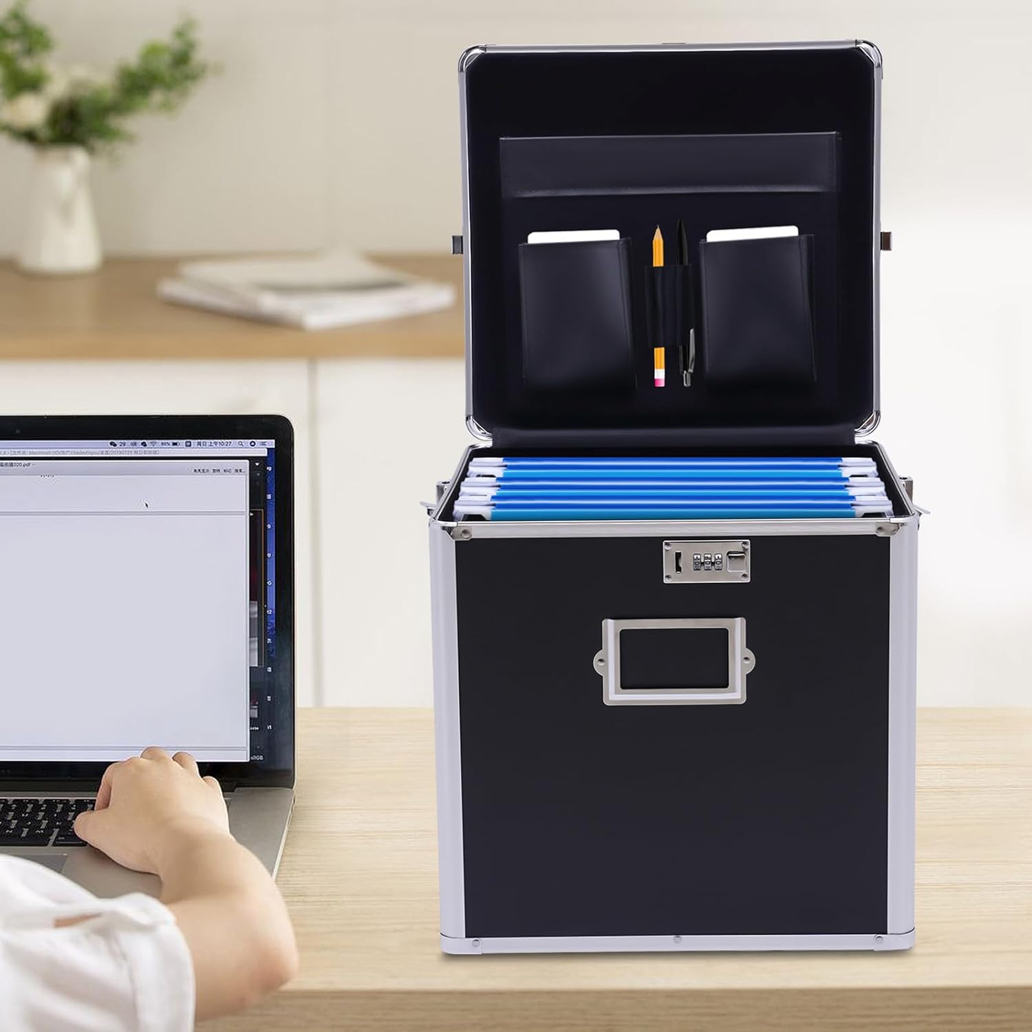 KONGKUNI Caja de almacenamiento apilable para discos de vinilo, soporte de 50 álbumes, organizador de almacenamiento de archivos portátil con