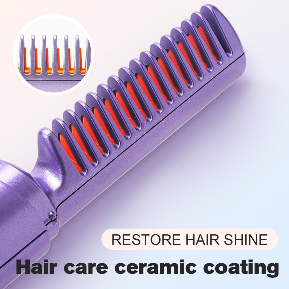 Mini alisador de pelo recargable, cepillo alisador inalámbrico portátil, alisador de pelo de viaje recargable por USB, peine alisador eléctrico de