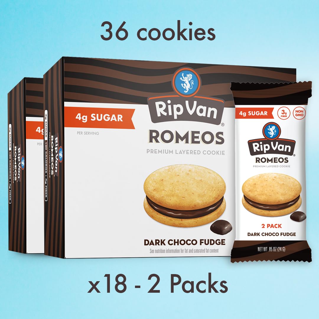 Rip Van Romeos Dark Fudge 0.85oz  2 paquetes (9 unidades) (Fudge oscuro)