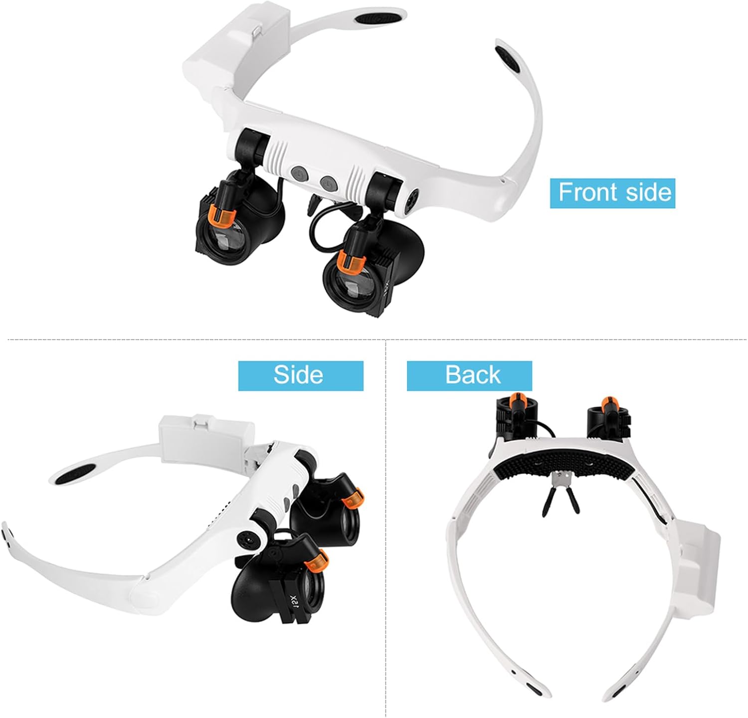 Lupa con luz LED, lupa de reparación de reloj LXIANGN Jeweler Lupe manos libres cabeza lupa lupa con 6 lentes intercambiables – 3X 4X 5X 6X 7X 10x