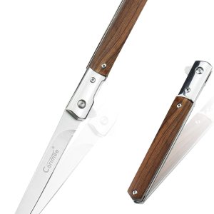 Navaja plegable de bolsillo de 4 pulgadas, cuchilla D2 y mango de sándalo Navaja plegable de bolsillo de 4 pulgadas, cuchilla D2 y mango de sándalo