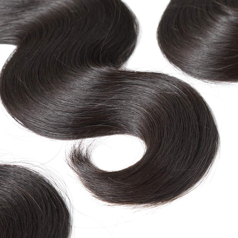 3 manojos de cabello humano virgen brasileño ondulado de 14, 16, 18 pulgadas, 100% sin procesar, 3 manojos de extensiones de cabello ondulado negro