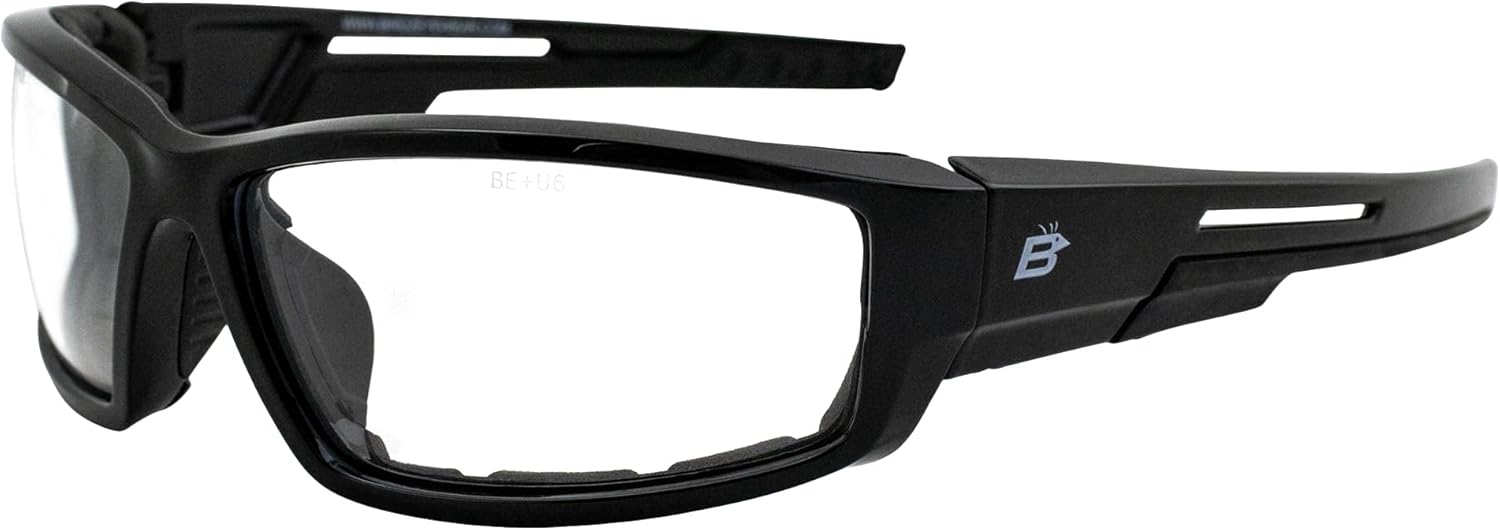 Birdz Gafas de sol Swoop antiniebla acolchadas para motocicleta, marco negro con lente amarilla