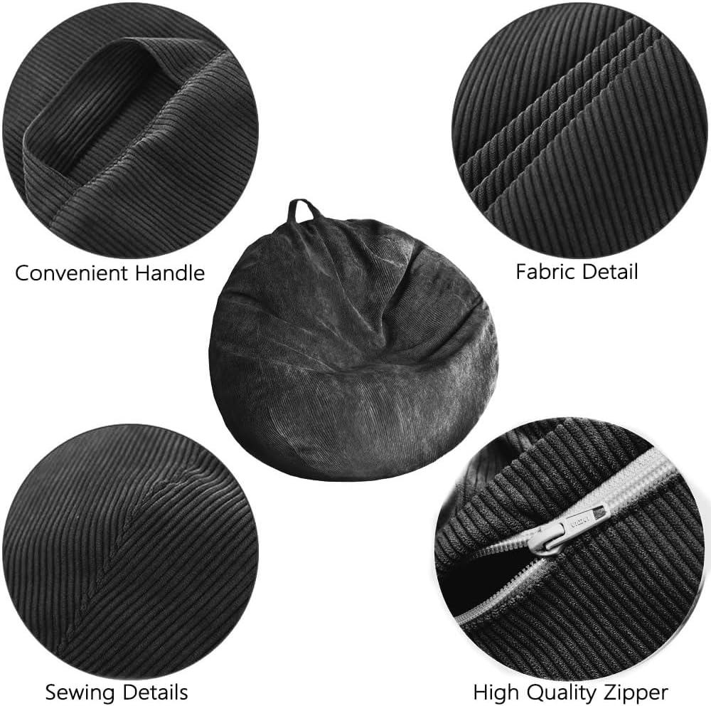 Kisoy – Funda para puf de almacenamiento de animales de peluche (sin relleno), lavable, ultrasuave, para organizar juguetes de peluche o textiles,