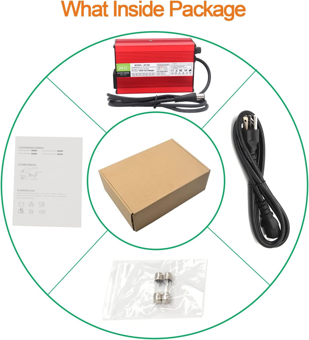 54.6V 3A Li-ion Batería 13S 48V Cargador de batería de litio Cargador inteligente Caja de aluminio rojo con 3pin macho RPG0021 Plug