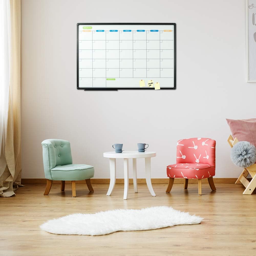 JILoffice – Pizarrón magnético blanco de borrado en seco, de 36 x 24 pulgadas con marco de aluminio negro, para montar en la pared, para oficina,