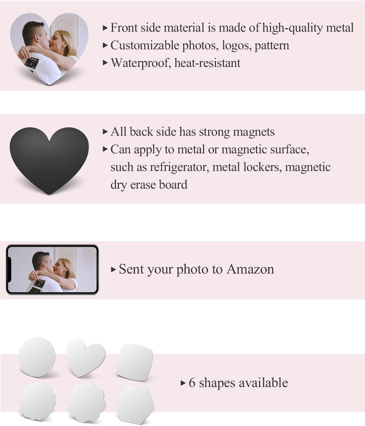 Zysta 6 imanes de fotos para refrigerador, imanes personalizados para nevera, imagen a todo color, imanes personalizados para nevera, imanes