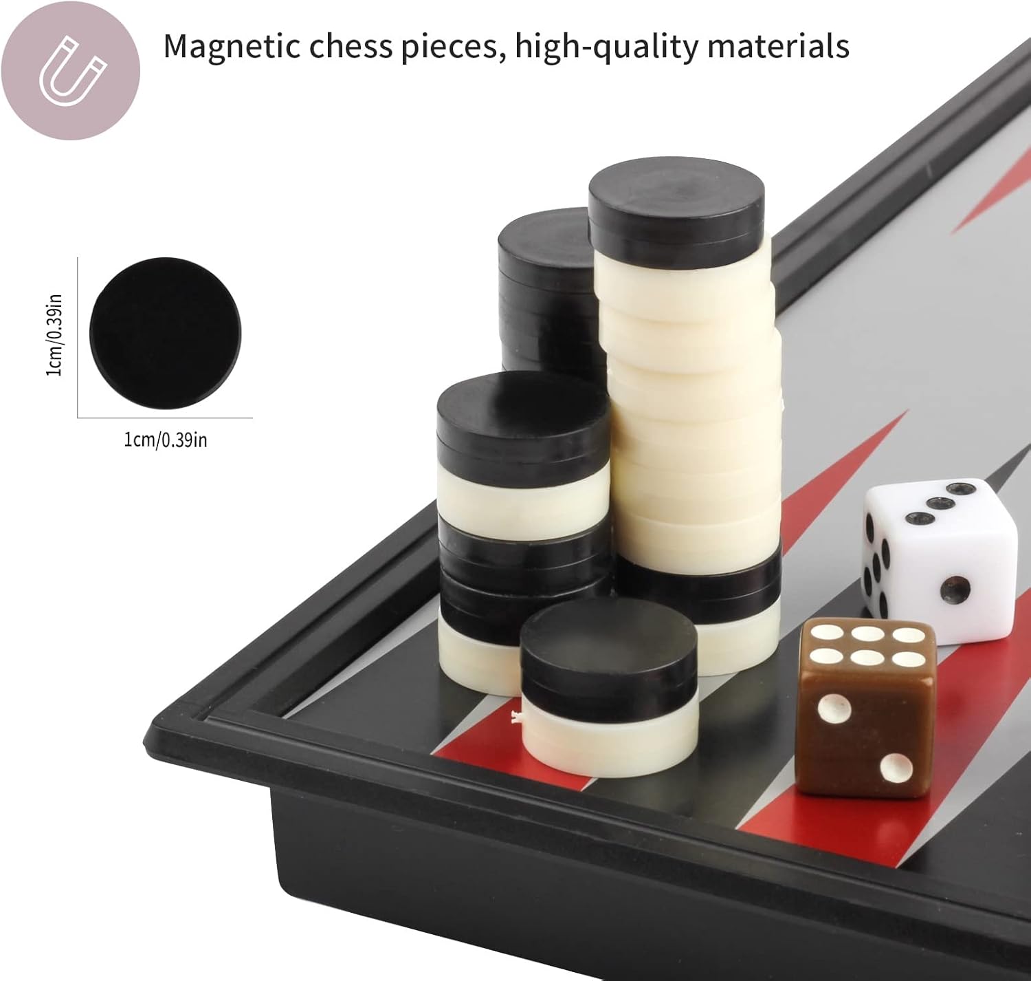 Andux Juego de mesa portátil de backgammon magnético plegable CXSLQ-01 (M)