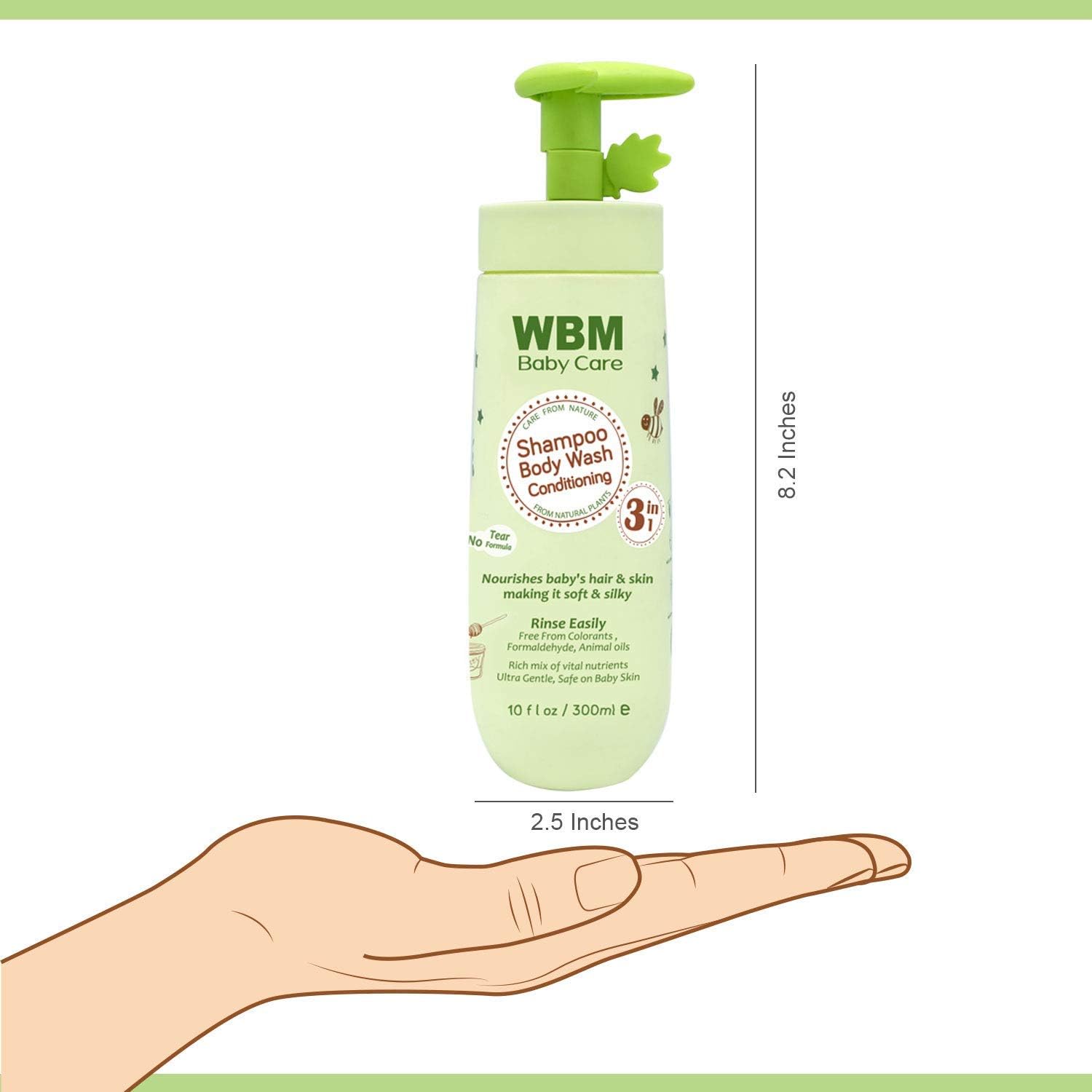 Care 3 en 1 Baby Shampoo, enriquecido con miel, germen de trigo y aceite de oliva orgánico, nutre el cabello del bebé con una fórmula suave y sin