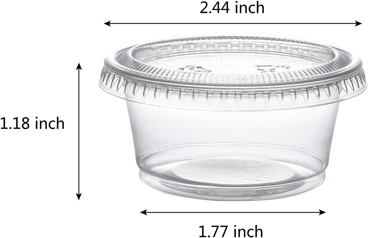 FULING Vasos desechables de plástico para porciones con tapas, tazas de soufflé, vasos de gelatina, recipientes de preparación de comidas 200 juegos