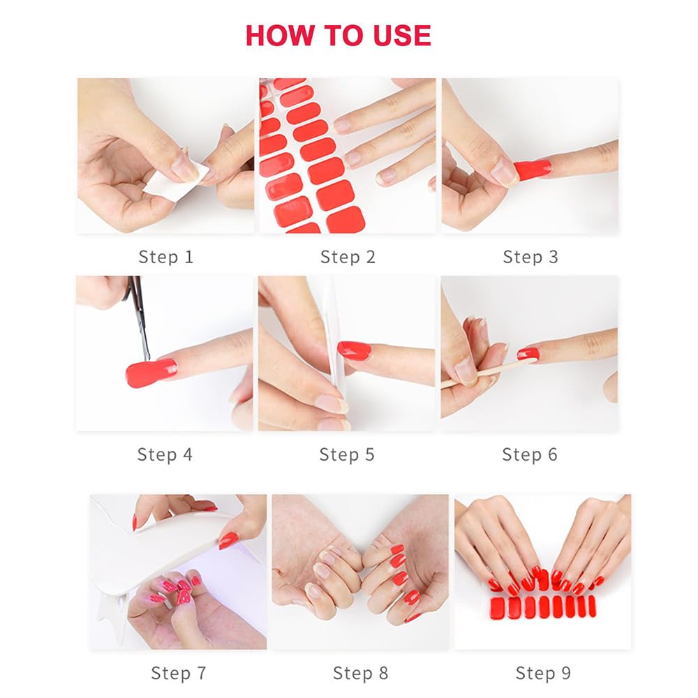 Gellae – Calcomanías de uñas de gel semicuradas, kit de calcomanías de uñas de gel gellea con luz UV, calcomanías de uñas de gel para arte de uñas,