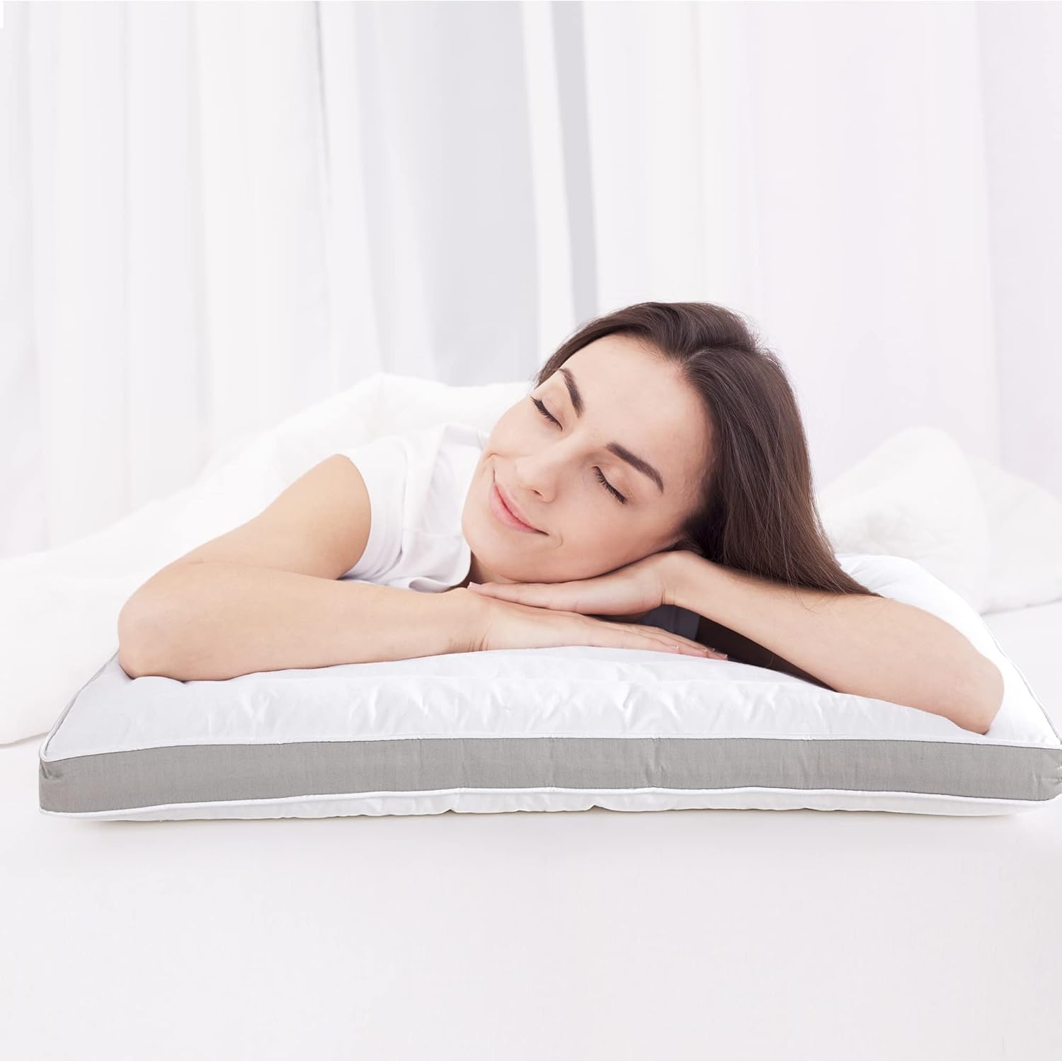 HOMBYS Almohadas de cama ultra finas para dormir boca abajo y espalda, almohada plana tamaño estándar, perfil extra bajo para alineación cervical