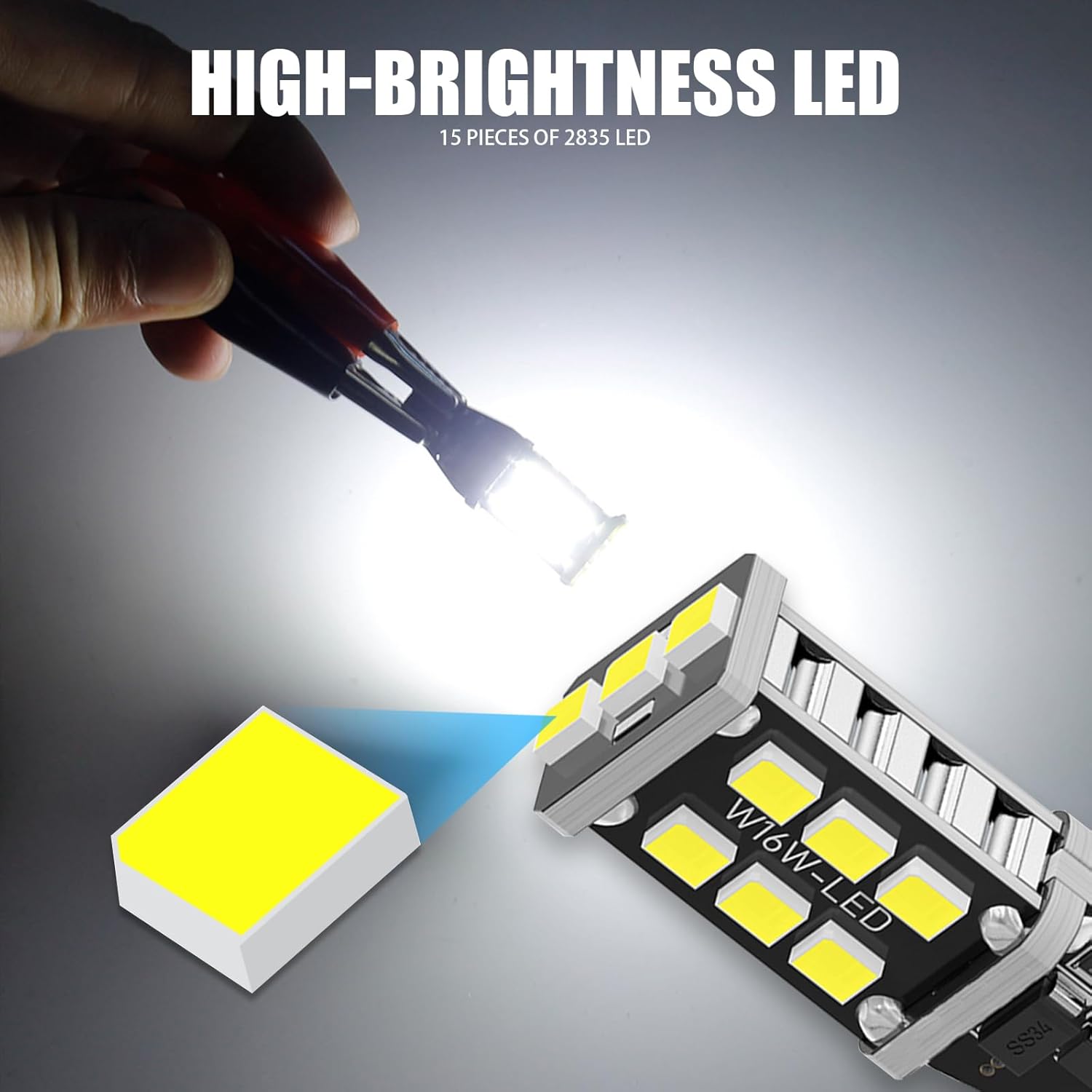 Tesnaao 4 luces LED de decodificación para coche T15, 2835-15SMD PC Board Smart IC Driver IP67 impermeable rápida disipación de calor luz de freno