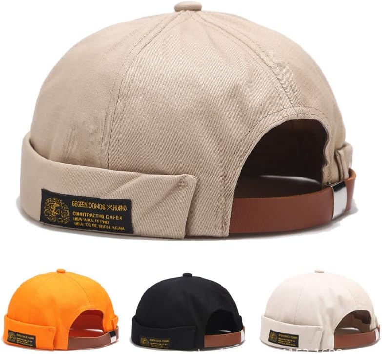 Winmany Unisex Mujeres Hombres Skullcap Sailor Cap Rolled Cuff Retro Brimless Beanie Hat