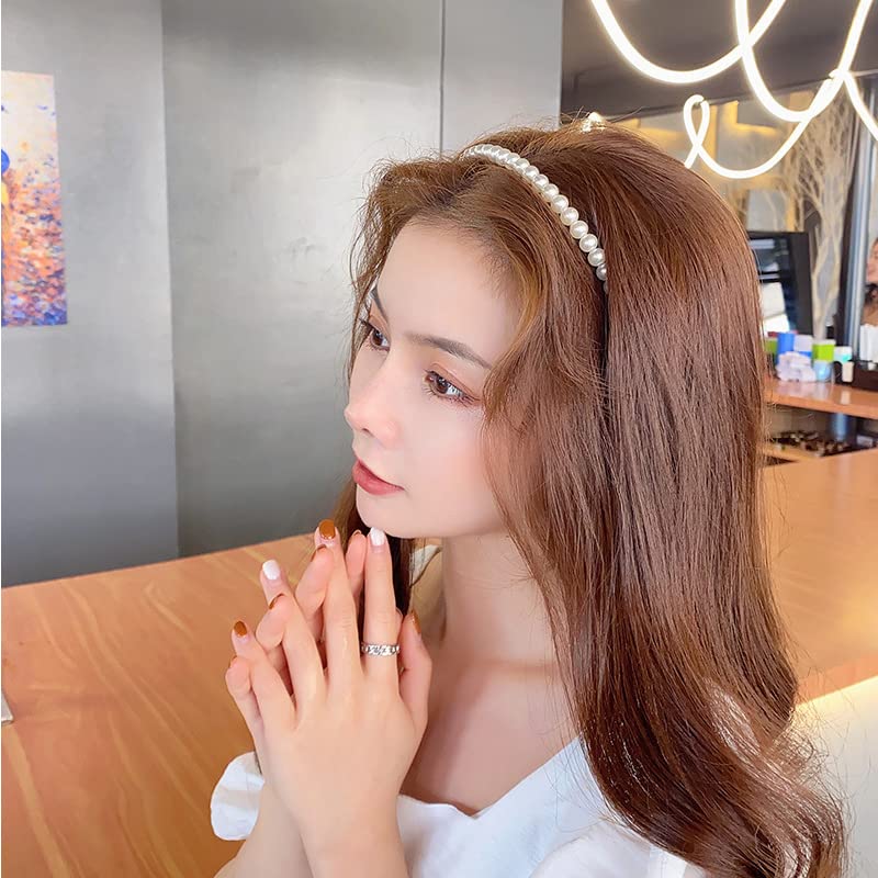 ZAHSY Diadema de perlas blancas para boda, para novia, damas de honor, diadema de perlas con diamantes de imitación para mujer, paquete de 4