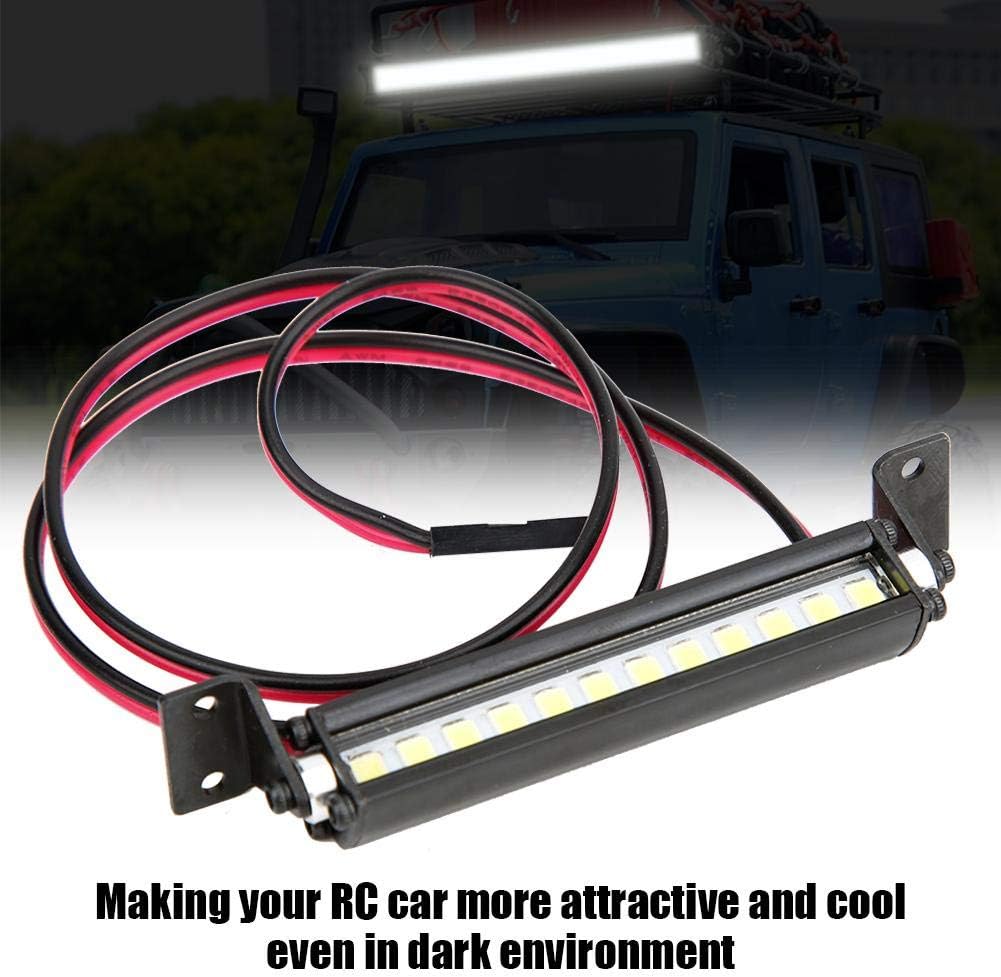 Dilwe Luces de techo LED de luz de coche RC, mini 12 LED barra de luz lámpara de techo apto para TRX-4 Scx10 110 4WD Crawler (negro)
