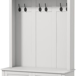 HOMCOM Árbol de pasillo independiente, banco de entrada con perchero, zapatero y estante superior, banco de vestíbulo con almacenamiento y ganchos HOMCOM Árbol de pasillo independiente, banco de entrada con perchero, zapatero y estante superior, banco de vestíbulo con almacenamiento y ganchos