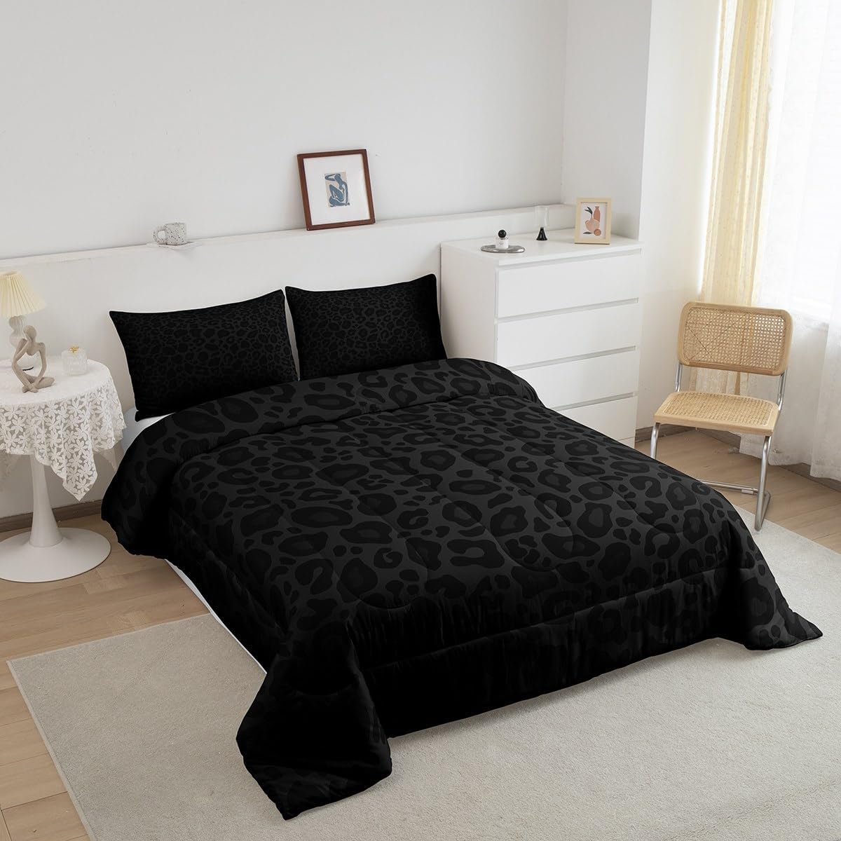 Juego de edredón para niños con estampado de leopardo, tamaño matrimonial, con textura de piel de guepardo abstracta, decoración de habitación de