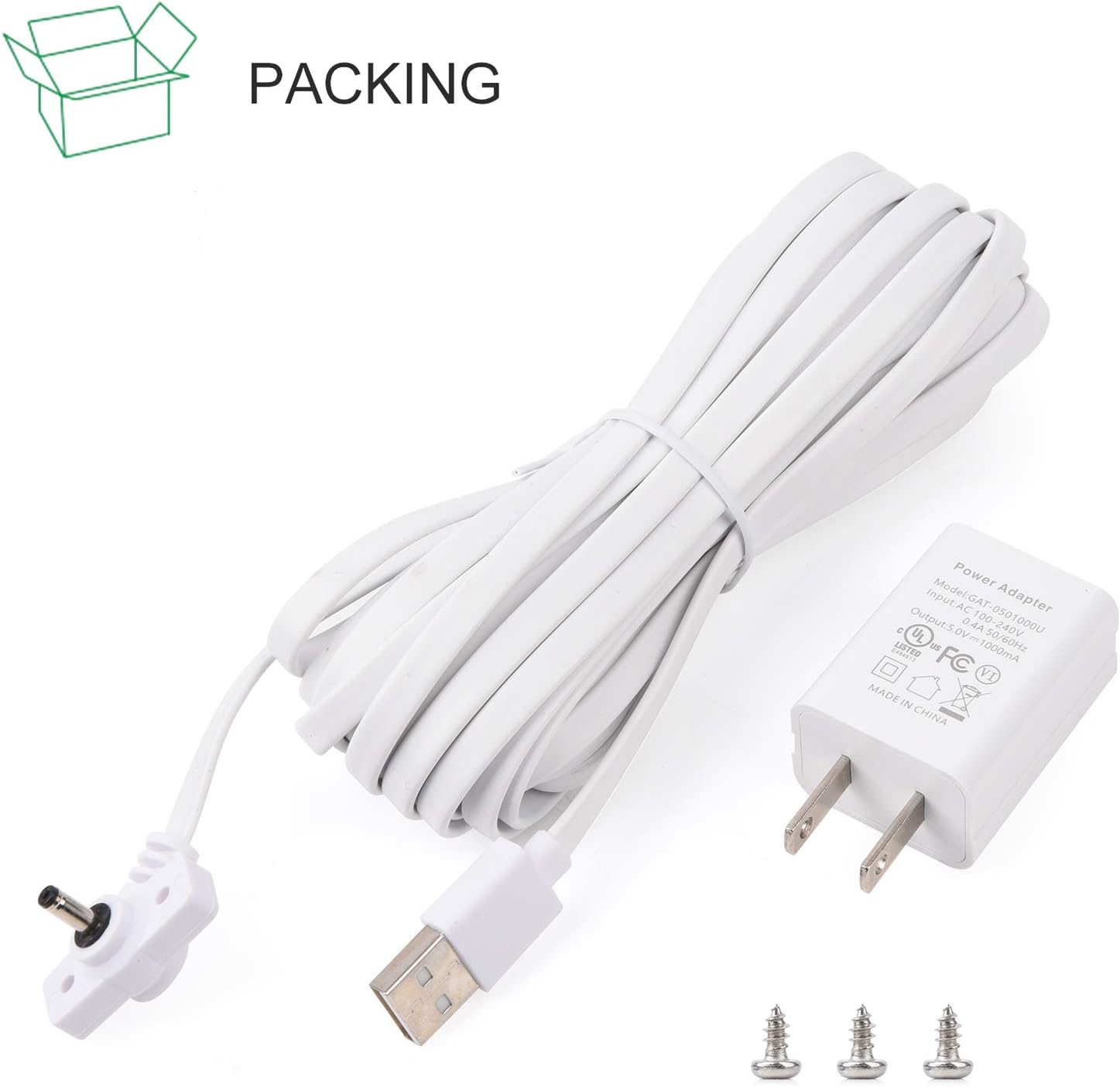 Adaptador de corriente para batería de cámara Ring Spotlight, con cable exterior resistente a la intemperie de 25 pies para cargar continuamente tu
