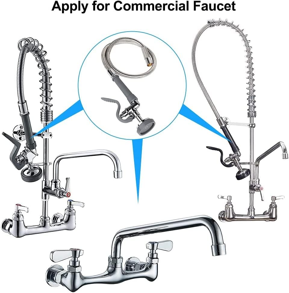 TBER Manguera de preenjuague con válvula de pulverización, manguera de pulverización de platos de acero inoxidable flexible de 45 pulgadas con