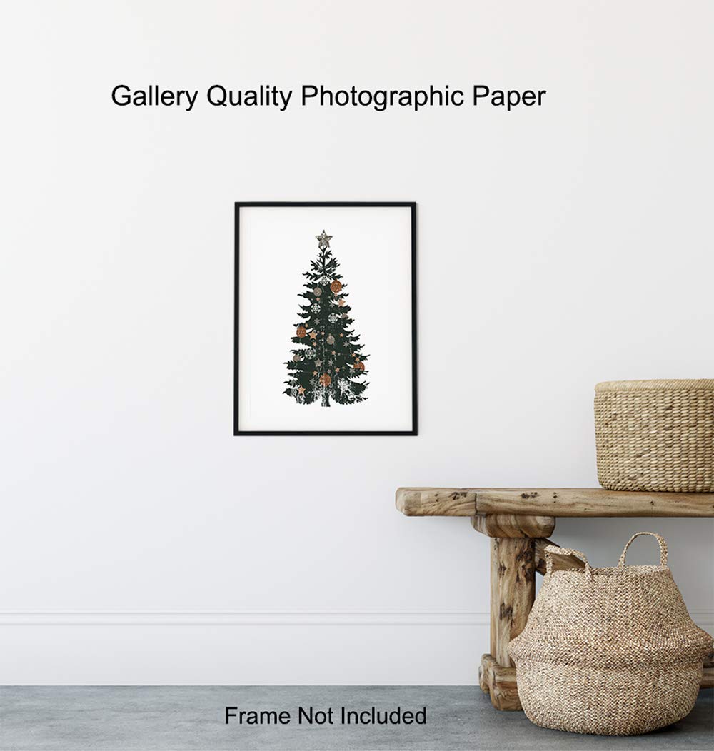 Christmas Tree Decor – Pine Tree Holiday Decorations for Home, Apartment, Living Room, Bedroom – Cute Secret Santa Gift for Office Party – 8×10