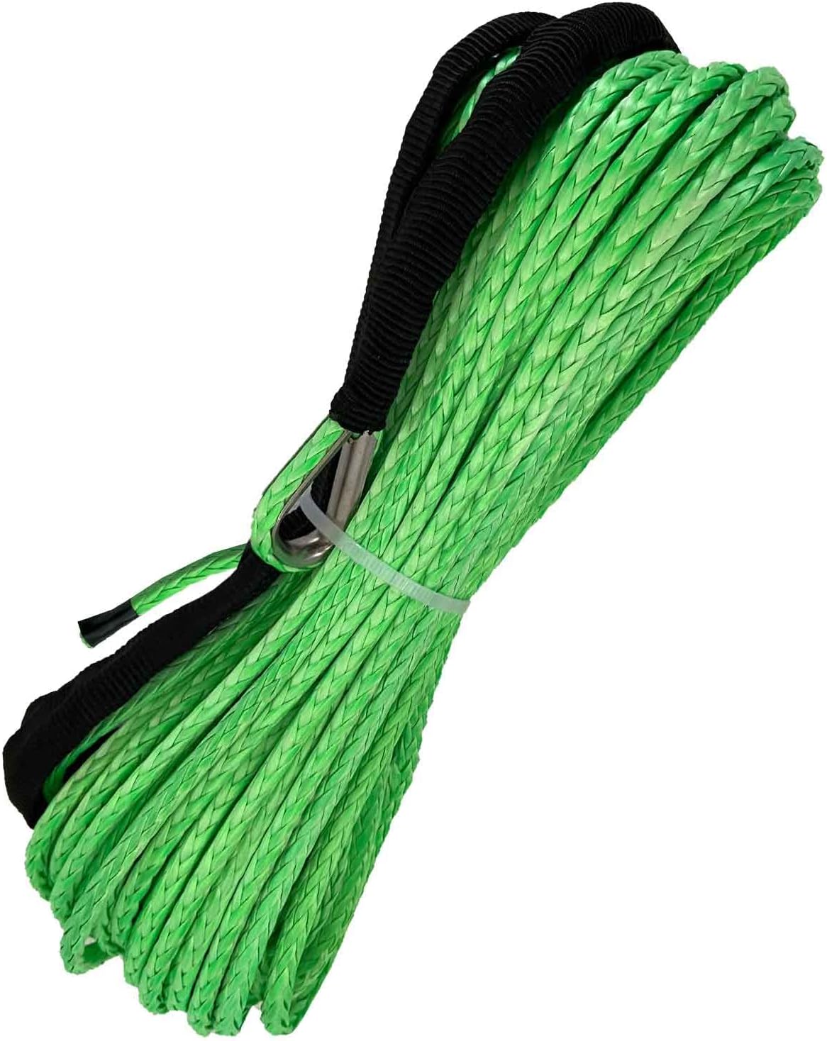 Cuerda de cabrestante sintética de 14 pulgadas x 50 pies, 7700 libras con funda protectora negra para ATV, UTV, SUV, cable de línea de cabrestantes