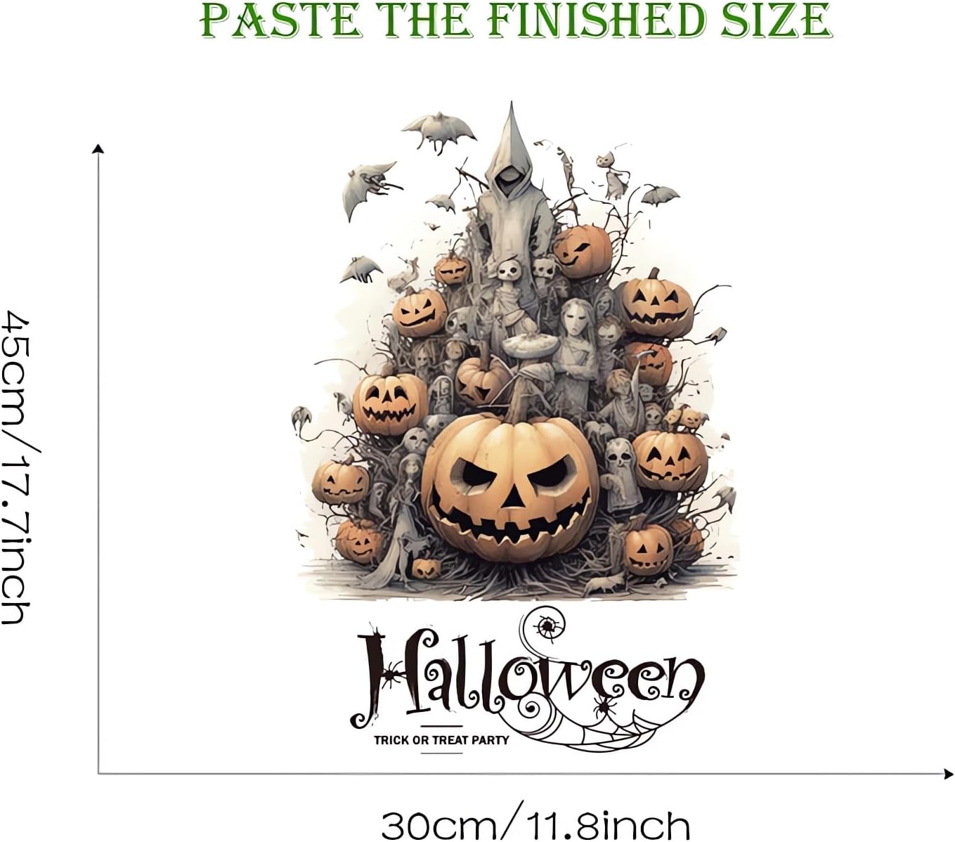 Calcomanías de pared de monstruo de calabazas de Halloween, calcomanías de pared de fantasmas de terror de Halloween, vinilo extraíble para