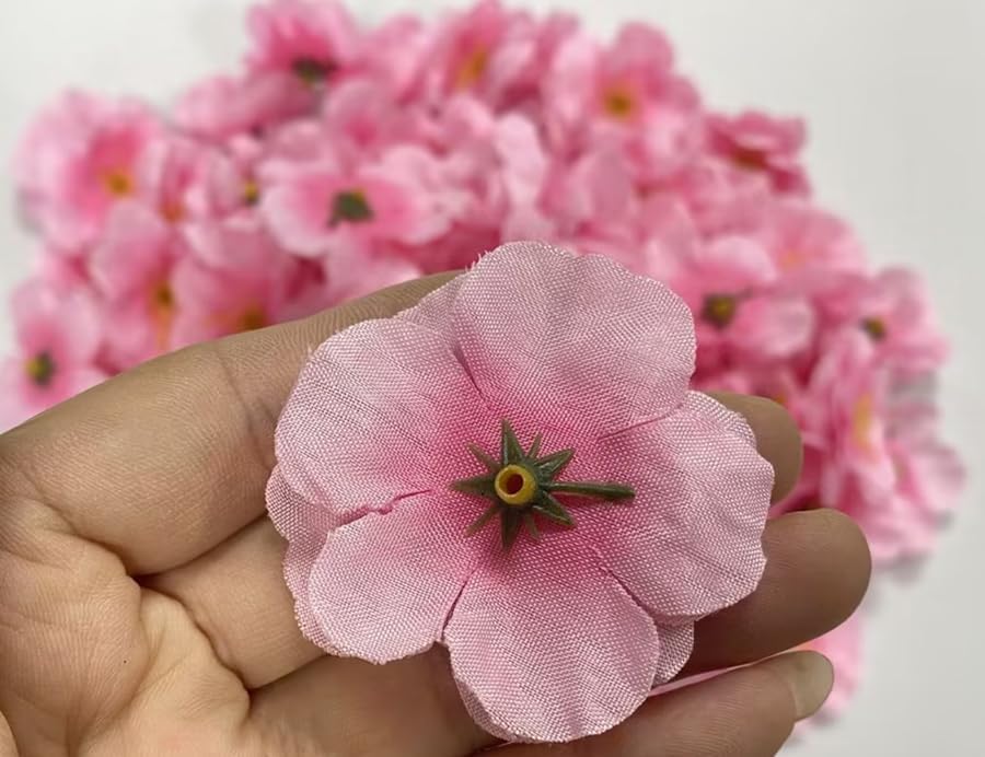 100 cabezas de flores de cerezo artificiales de seda para primavera, flor de ciruelo falso, relleno de jarrón, ramilletes para decoración de boda,