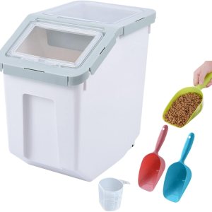 Recipiente de almacenamiento de alimentos para perros de 20 libras con cuchara, contenedor hermético grande para perros y mascotas, recipiente para Recipiente de almacenamiento de alimentos para perros de 20 libras con cuchara, contenedor hermético grande para perros y mascotas, recipiente para