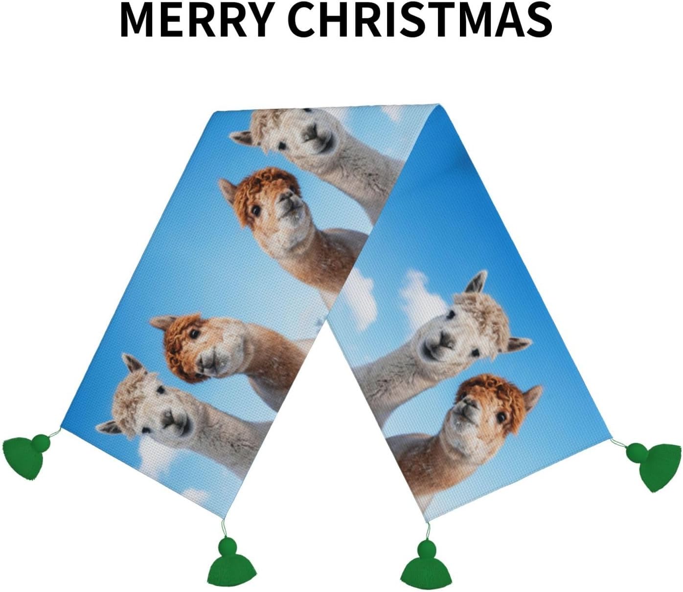 Camino de mesa navideño de dos Alpacas, decoración de mesa de comedor, decoración de Navidad, decoración de interiores del hogar, caminos de mesa de