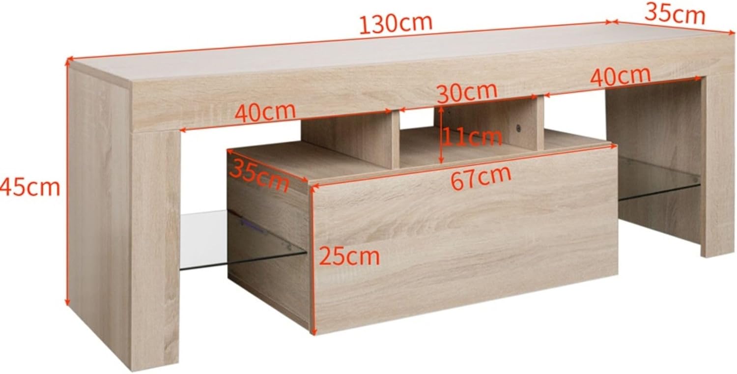 Soporte de TV moderno de granja con luces LED y armario de almacenamiento
