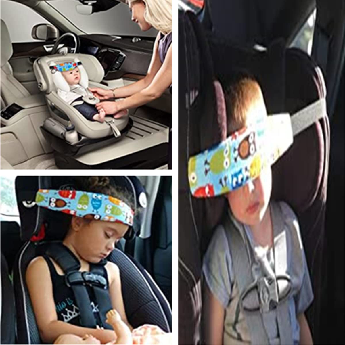 Soporte de cabeza de bebé para asiento de automóvil, 2 piezas de soporte de cabeza de asiento de automóvil, correas de sujeción de almohada, correa