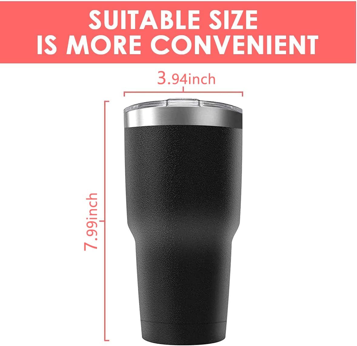 Vaso de viaje de 30 onzas, aislado al vacío, con tapa deslizante, de acero inoxidable, doble pared, térmico, para el café, el hogar, la oficina, al