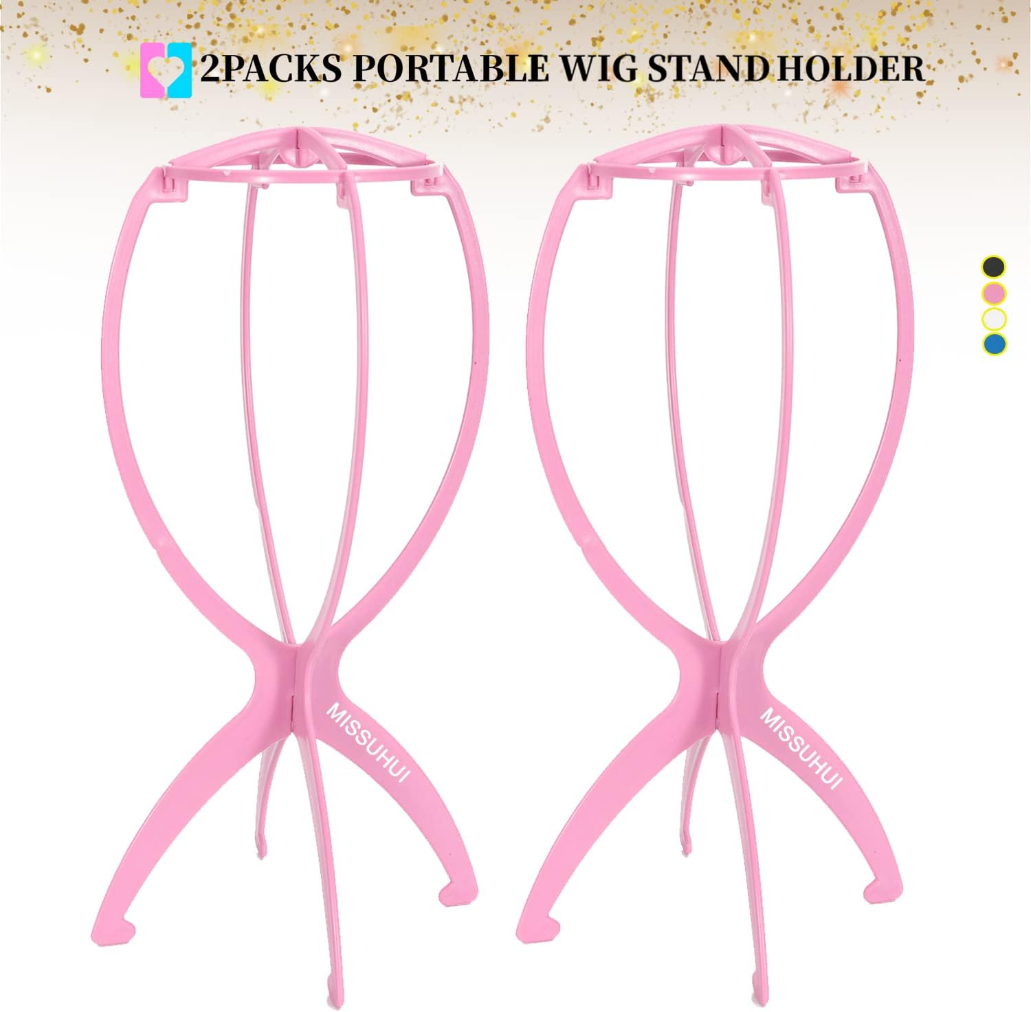 Soporte para peluca, soporte de peluca corta, soporte portátil para peluca, soporte de peluca plegable para múltiples pelucas, soporte de exhibición