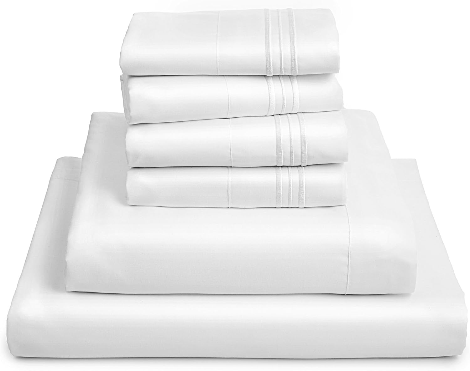 Mellanni Juego de sábanas y fundas de almohada de 6 piezas de la colección icónica de California King, lujosas, suaves y refrescantes, bolsillo