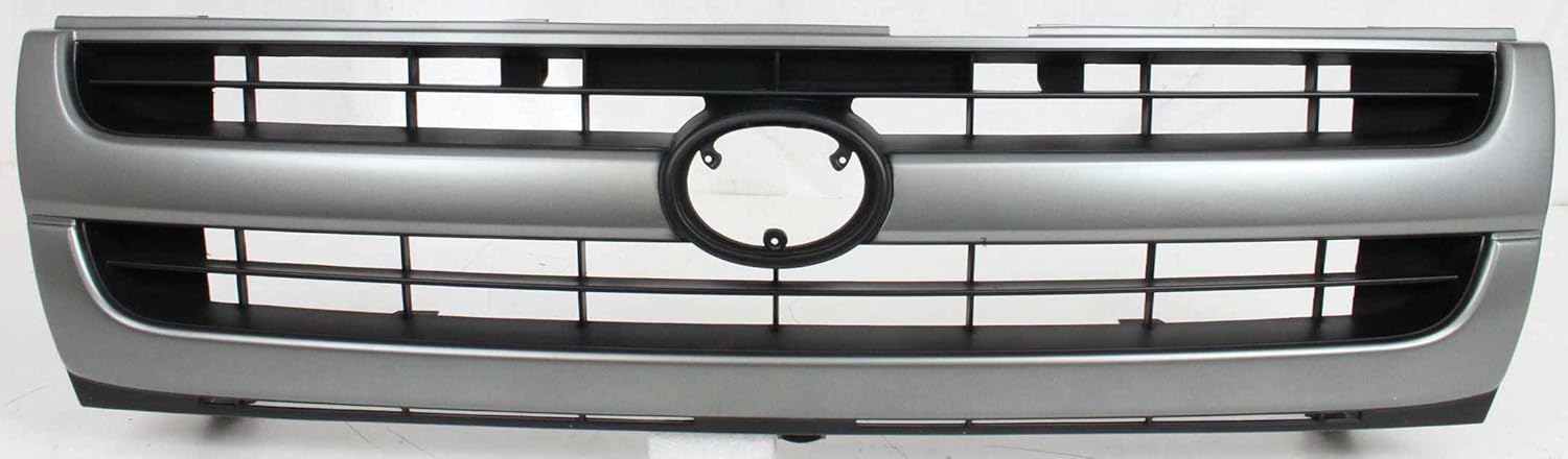 Evan-Fischer – Conjunto de parrilla compatible con Toyota Tacoma 1997-2000 con carcasa plateada pintadainserto negro pintado 2WD