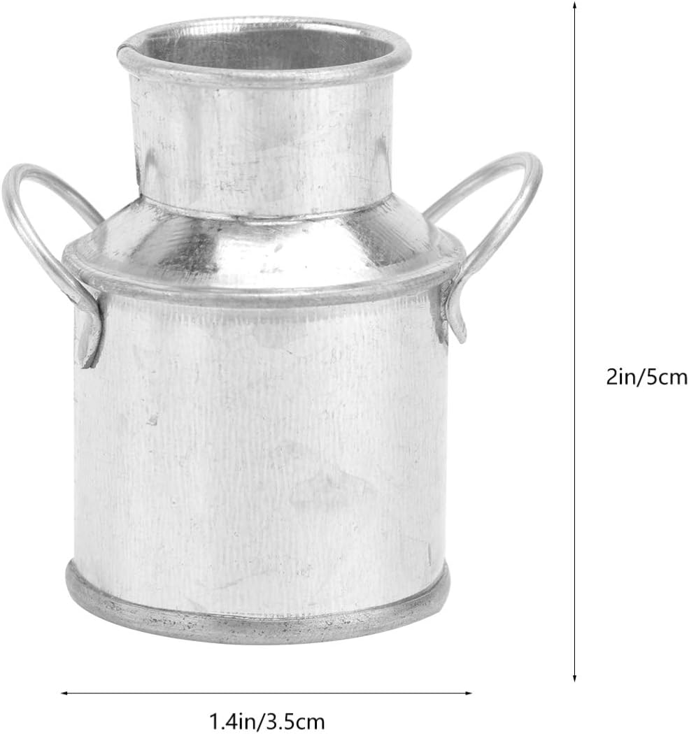 Cabilock 5 piezas mini cubo de flores vintage de granja jarrón miniatura maceta rústica hierro galvanizado leche jarrón jarrón casa de muñecas micro