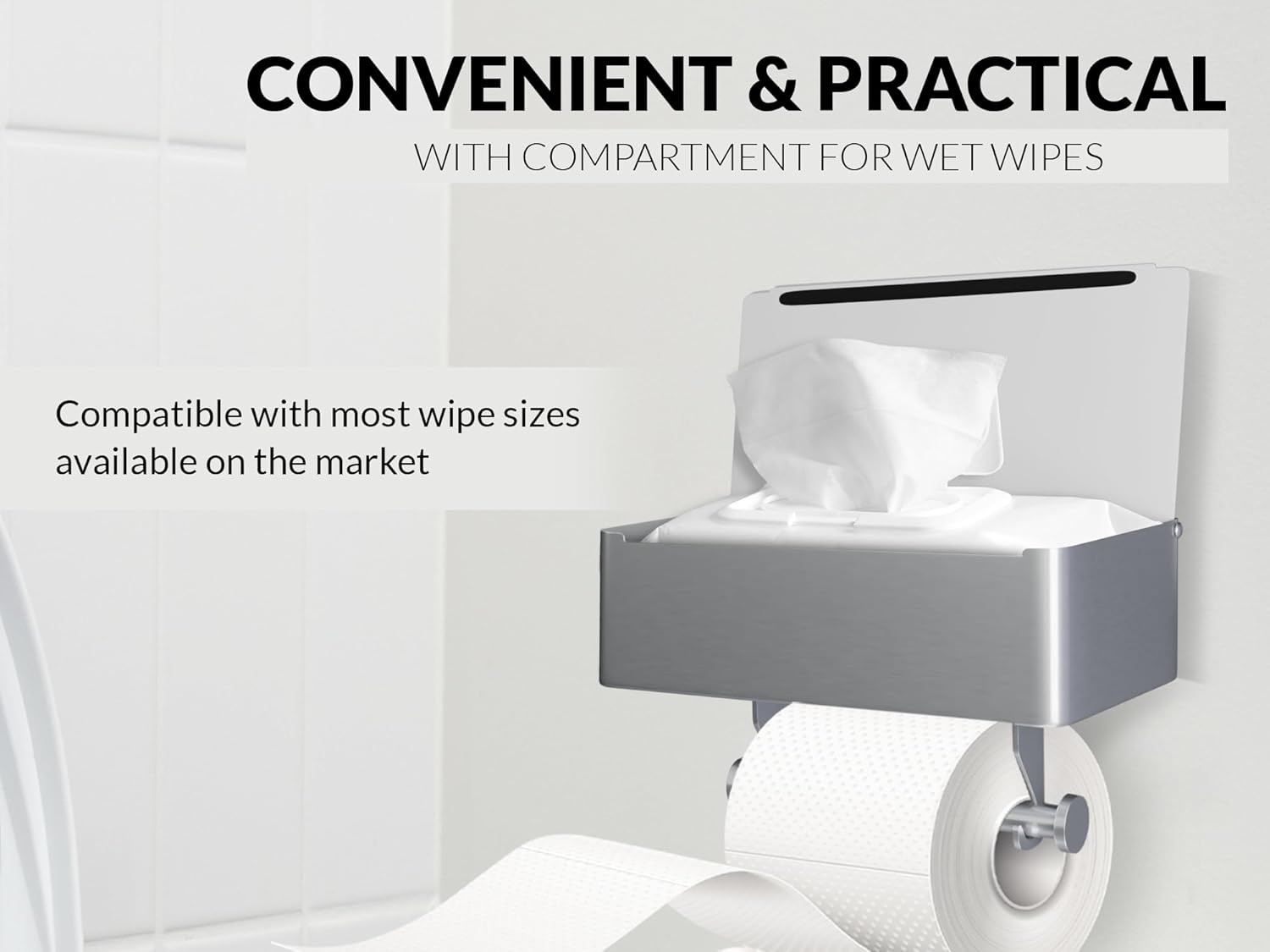 KYGUY – Soporte de papel higiénico de acero inoxidable – Moderno portarrollos – Dispensador de papel higiénico de montaje en pared – Soporte TP para