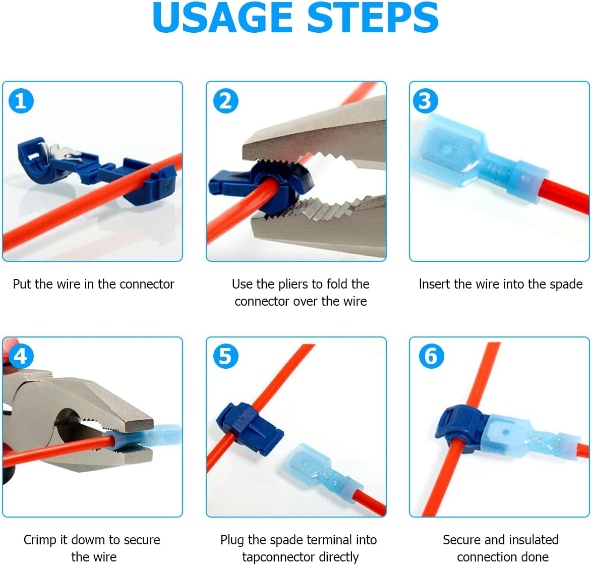 120 conectores de cable T-Tap, conectores eléctricos AWG 22-10, terminales de cable de empalme rápido autodespegables, kit surtido de terminales de