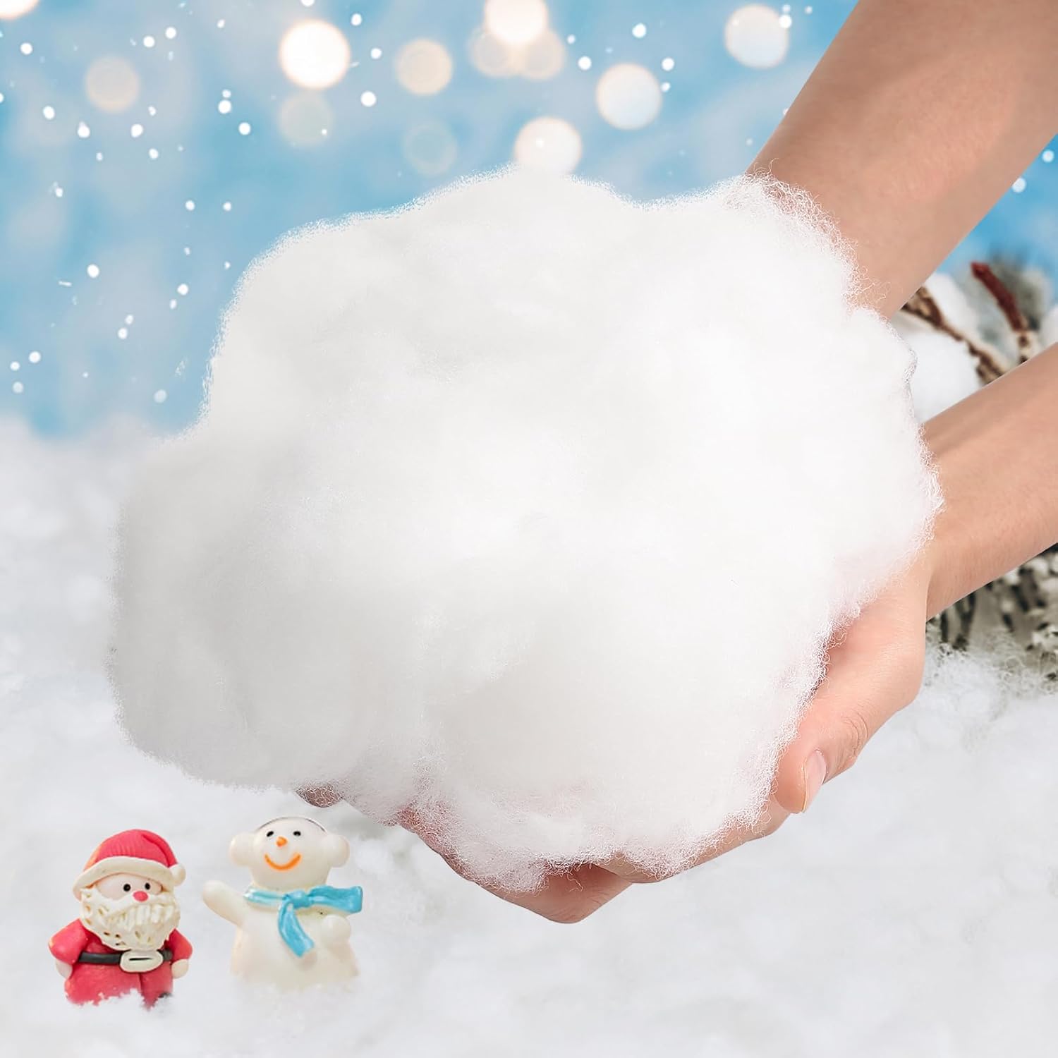 Biggun Decoración de nieve falsa de Navidad, manta de nieve artificial de 20 onzas, decoración de nieve falsa de Navidad, esponjosa, fibra de nieve