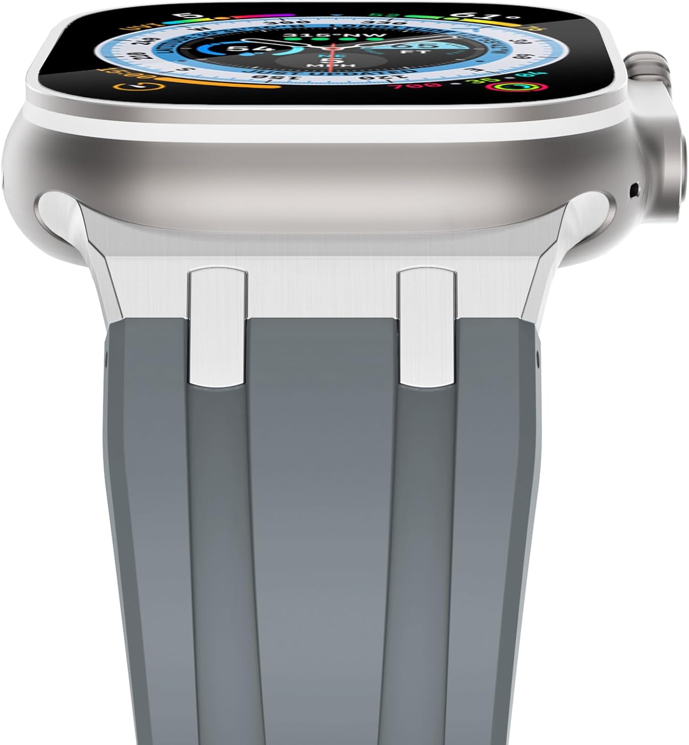 NewWays Correa para Apple Watch Ultra Band de 1.929 in, 1.772 in, 1.732 in, 1.654 in, 1.614 in, 1.575 in, 1.496 in, para hombres, correa de goma de