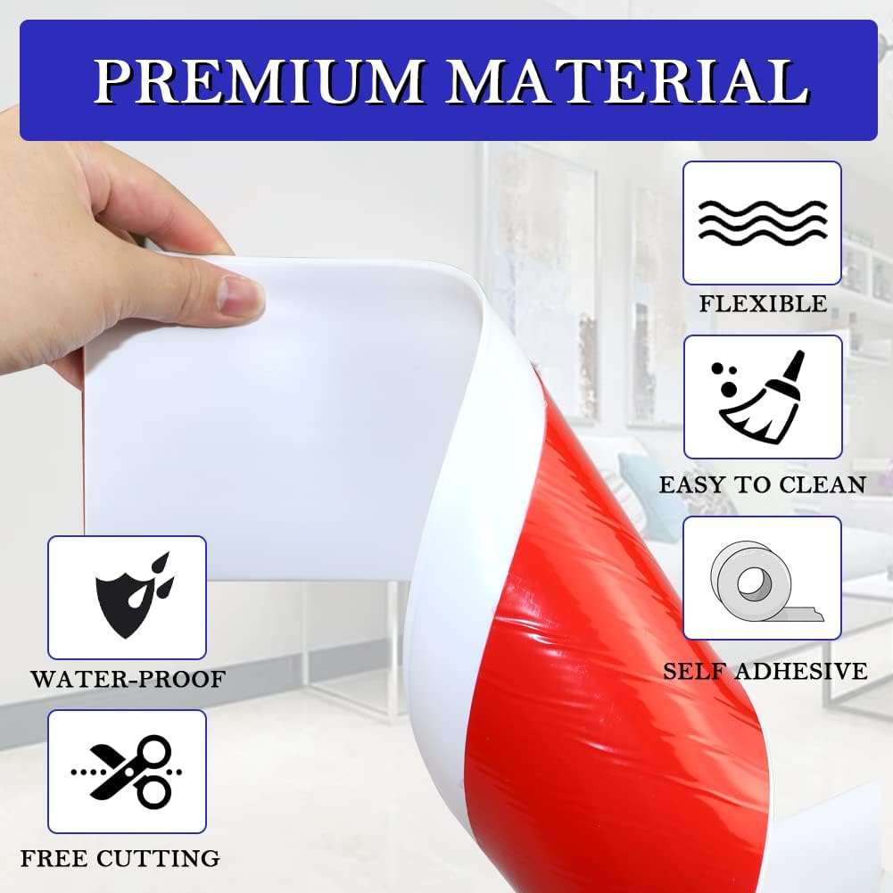 Moldura flexible para zócalo de 4 pulgadas x 60 pies, base de pared de vinilo autoadhesivo para despegar y pegar, base de goma para pared (blanco)
