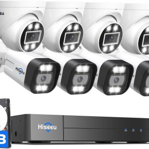 Audio de 2 vías+gran angular de 121 Sistema de cámara de seguridad Hiseeu 4K 8MP PoE, 8 cámaras de seguridad con cable IP de 5MP para interiores y Audio de 2 vías+gran angular de 121 Sistema de cámara de seguridad Hiseeu 4K 8MP PoE, 8 cámaras de seguridad con cable IP de 5MP para interiores y
