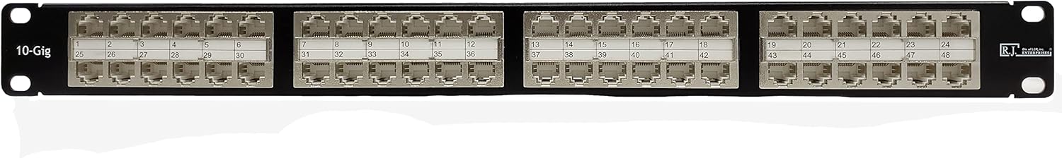 R.J. Enterprises- HDPP-48S-C6A, panel de conexiones-48 Port-One U-No hay acoplador defectuoso-No es necesario menear-10G Ethernet NO rápido