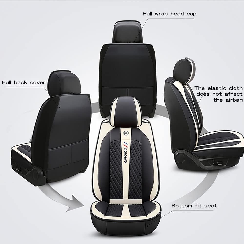 Fundas de asiento de automóvil para Chevy Silverado 2008-2022 de 2 asientos, impermeables, de piel sintética, accesorios (fila delantera de lujo,