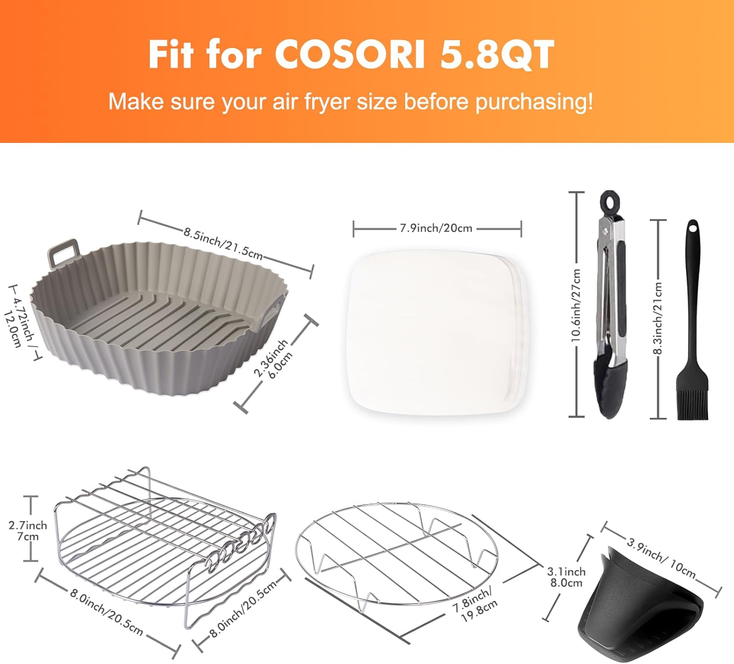 Accesorios para freidora de aire de 6 cuartos para freidora de aire Instant Vortex Plus de 6 cuartos de galón, Cosori de 5.8 cuartos de galón y más,