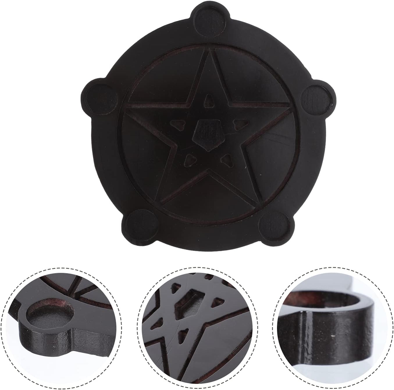 Cabilock Portavelas de madera con forma de estrella, candelabro Hoder Feng Shui, decoración del hogar, ideal para fundición de altar, campanillas,